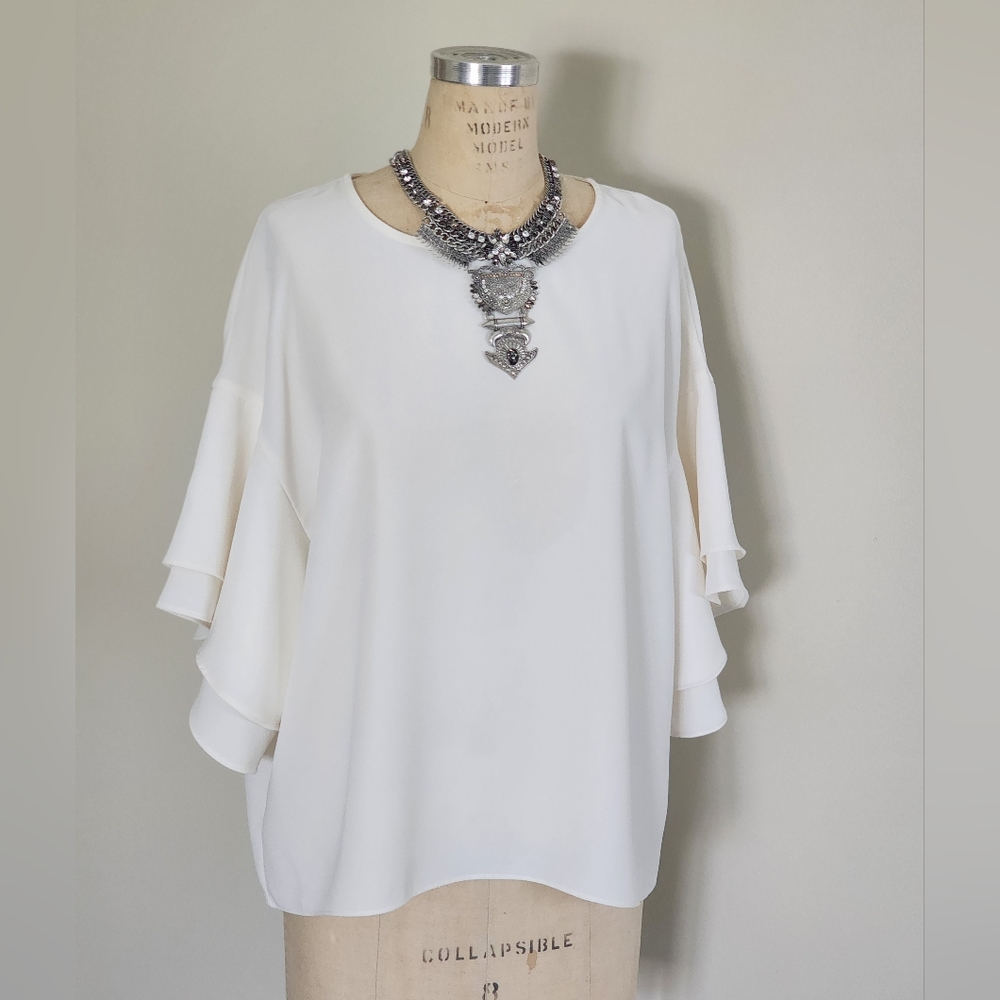 H&M Boxy top with tiered ruffled sleeves